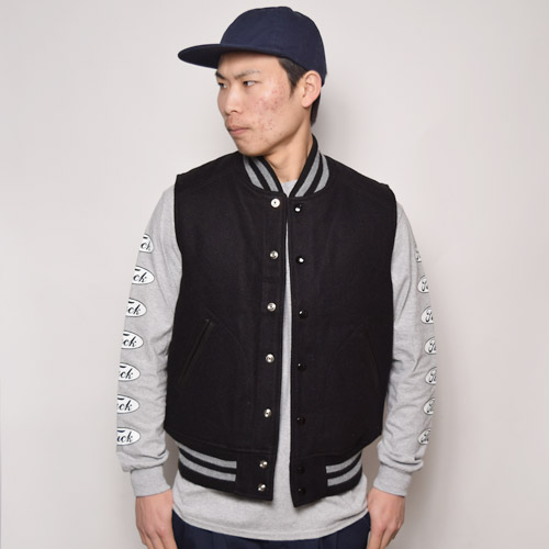 GB Sports by Golden Bear��US/Melton Varsity Vest�ʥ�����ǥ�٥����ߥ��� ���ȥ�٥��ȡ˥֥�å� [n-9480]