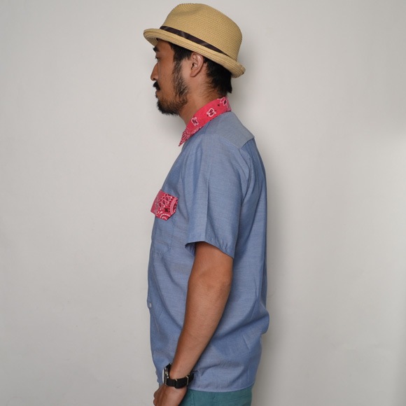 Red Kap��US/Bandana Flap Chambray Shirt�ʥ�åɥ���åסߥ��� ����ġ˥饤�ȥ֥롼�ߥ�å� [n-7096]