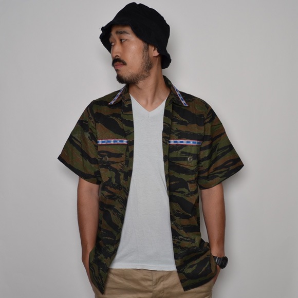 US ARMY��US/S/S Tyrolean Tiger Camo Utility Shirt��US�����ߡ� �����ꥢ�� �桼�ƥ���ƥ�������ġ˥֥롼 [n-6894]