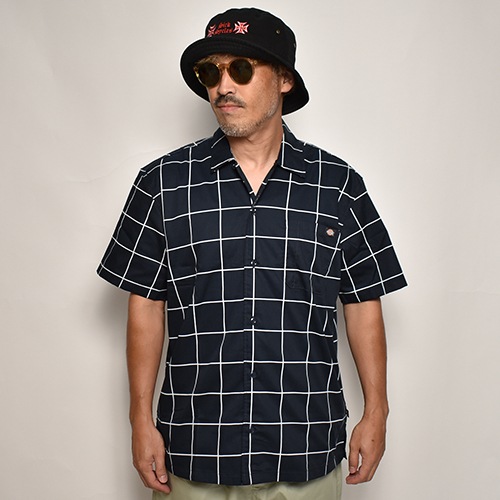 Dickies Skateboarding/Summit S/S Shirt（ディッキーズスケートボーディング シャツ）ネイビー×ホワイト