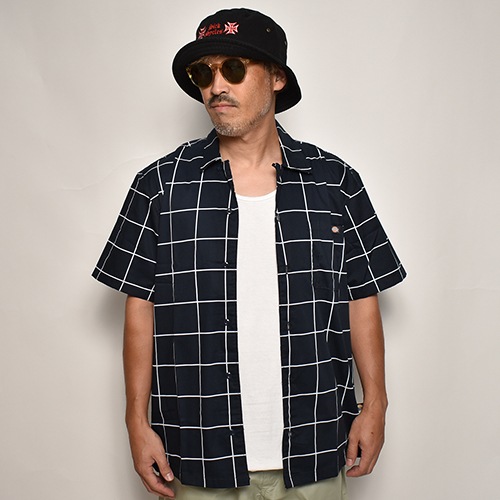 Dickies Skateboarding/Summit S/S Shirt（ディッキーズスケートボーディング シャツ）ネイビー×ホワイト