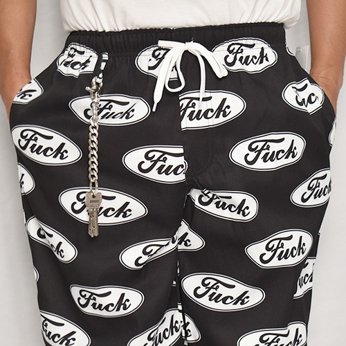 Fuck Logo Easy Pants�ʥե��å��������������ѥ�ġ˥֥�å��ߥۥ磻�� [a-8112]