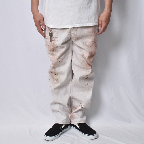 Fake Double Knee Dirty White Carpenter Easy Pants（フェイク