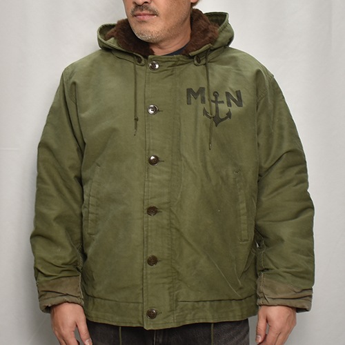 ��70's-80's Vintage French Navy Deck Jacket(�ե����ͥ��ӡ� �ǥå����㥱�å�)���꡼��/����64cm [y-0874]