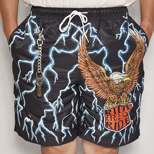 RIDE TO LIVE Amphibious Nylon Easy Short Pants/Eagle�ʥ饤�ɥȥ���� �����������硼�ȥѥ�ġ˥֥�å��ߥ֥롼 [a-8065]