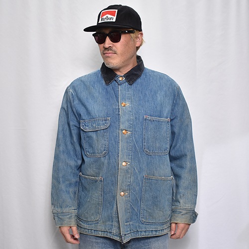 ��Wrangler/60-70's Vintage Blanket Lined Denim Chore Coat�ʥ֥�󥱥åȥ饤�ʡ����祢�����ȡ˥���ǥ���/������42 [y-0932]