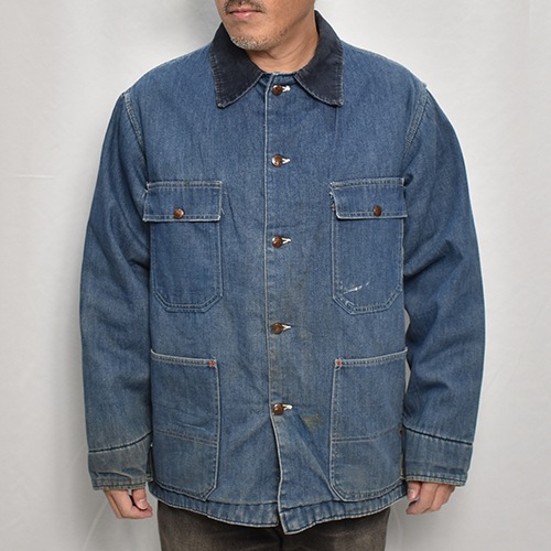 ��Big Mac/70's Vintage Blanket Lined Denim Coverall Jacket�ʥӥå��ޥå� �֥�󥱥åȥ饤�ʡ����С�������˥���ǥ���/����59cm [z-9790]
