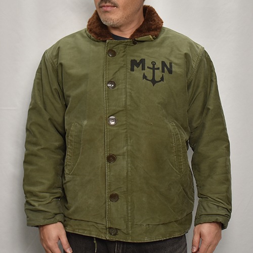 ��70's-80's Vintage French Navy Deck Jacket(�ե����ͥ��ӡ� �ǥå����㥱�å�)���꡼��/����65cm [y-0877]