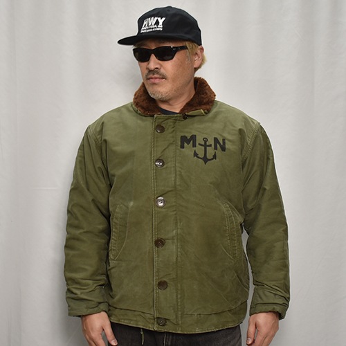 ��70's-80's Vintage French Navy Deck Jacket(�ե����ͥ��ӡ� �ǥå����㥱�å�)���꡼��/����65cm [y-0877]