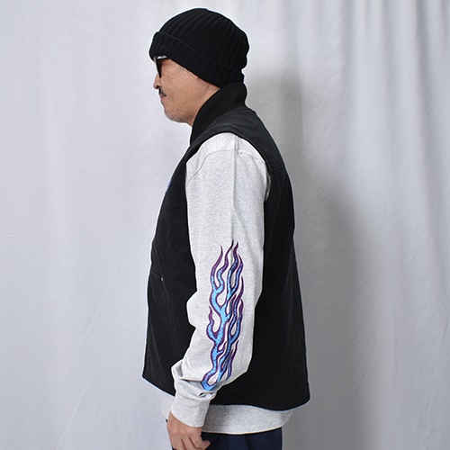 Fuck Logo Washed Duck Work Vest�ʥե��å����� ���å��٥��ȡ˥֥�å� [a-8395]