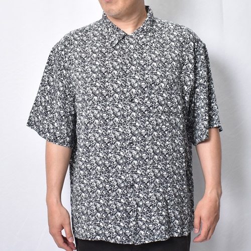 Towncraft/Printed Rayon S/S Open Collar Shirt/Skull & Bone（タウン