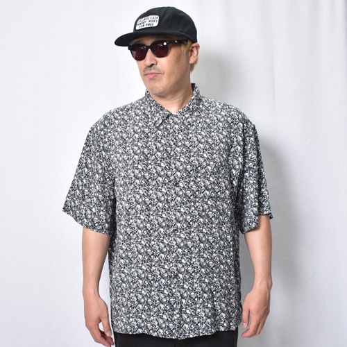 Towncraft/Printed Rayon S/S Open Collar Shirt/Skull & Bone（タウン