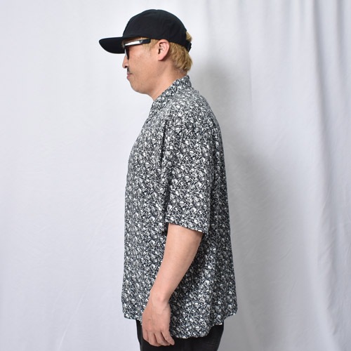 Towncraft/Printed Rayon S/S Open Collar Shirt/Skull & Bone（タウン