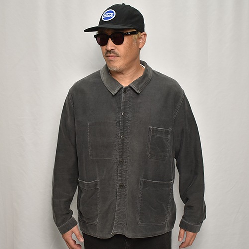 50's-60's Vintage French Black Moleskin Work Jacket(ե⡼륹 㥱å)֥å/57cm [y-0594]