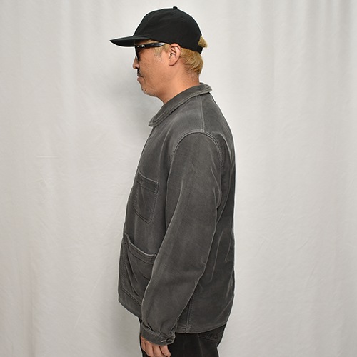 50's-60's Vintage French Black Moleskin Work Jacket(ե⡼륹 㥱å)֥å/57cm [y-0594]