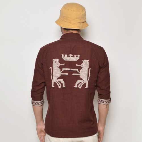 Artesania��US/3/4 Sleeve Guatemala Shirt�ʥ���ƥ��˥��ߥ��� ��ʬµ���ƥޥ饷��ġ˥֥饦�� [n-9121]