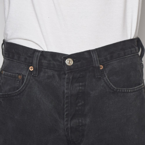 美色 Levi's リーバイス 501 W33 ブラック デニムショーツ 墨黒 90's Levi's 501 先染めブラックデニムパンツ USA製 W33 短丈