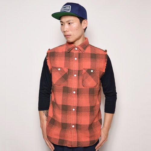 Five Brother×US/Cut Off Faded Flannel Vest(ファイブブラザー×アス