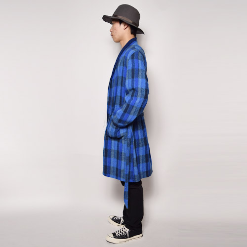 Checked Wool Gown Coat(å륬󥳡)ͥӡߥ֥롼/F [u-9470]