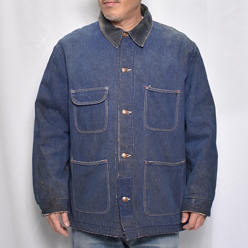 ��70-80's Vintage Blanket Lined Denim Chore Coat�ʥ֥�󥱥åȥ饤�ʡ����祢�����ȡ˥���ǥ���/������44���� [y-0938]