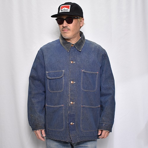 ��70-80's Vintage Blanket Lined Denim Chore Coat�ʥ֥�󥱥åȥ饤�ʡ����祢�����ȡ˥���ǥ���/������44���� [y-0938]