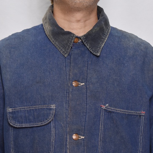��70-80's Vintage Blanket Lined Denim Chore Coat�ʥ֥�󥱥åȥ饤�ʡ����祢�����ȡ˥���ǥ���/������44���� [y-0938]