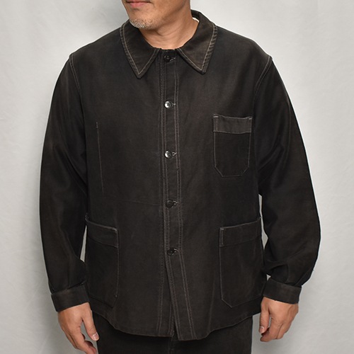 Own GArment Productsブラックモールスキン ワークジャケット 50's-60's Vintage French Black Moleskin Work Jacket(フレンチ
