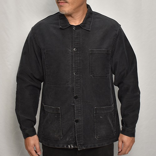 50's-60's Vintage French Black Moleskin Work Jacket(フレンチ