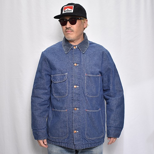 ��Blue Bell/70-80's Vintage Blanket Lined Denim Chore Coat�ʥ֥롼�٥� �֥�󥱥åȥ饤�ʡ����祢�����ȡ˥���ǥ���/������42 [y-0940]