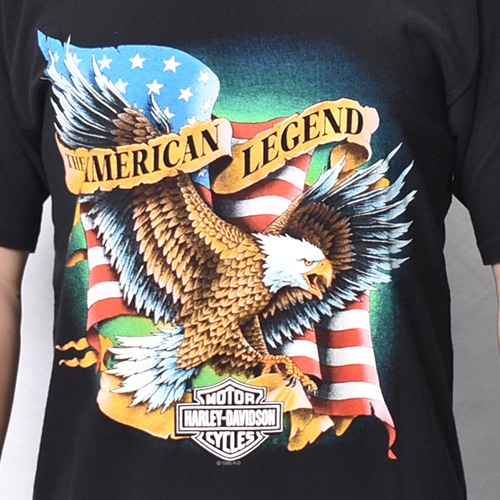 ��Vintage/Old Harley Davidson Dealer & Rally T-Shirt(�ϡ��졼���ӥåɥ��� T�����)�֥�å�/������L [y-1400]
