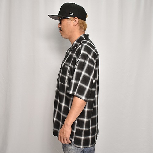 Pro Club/Ombre Checked S/S Rayon Shirt�ʥץ������ ����֥�����å�����ġ˥֥�å��ߥۥ磻�� [a-7548]