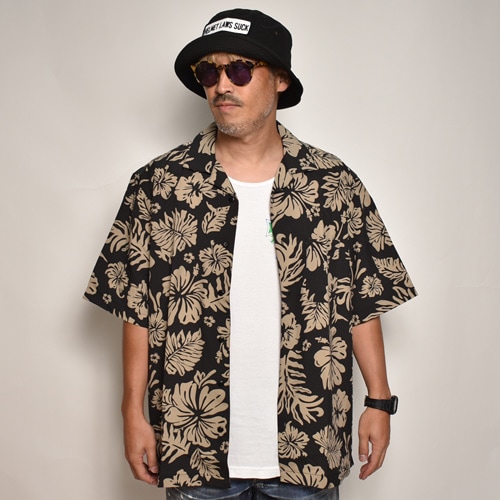 Edwards Garment/Hibiscus Open Collar S/S Shirt�ʥ��ɥ���������� �ϥ磻���󥷥�ġ˥֥�å��ߥ١����� [a-6127]