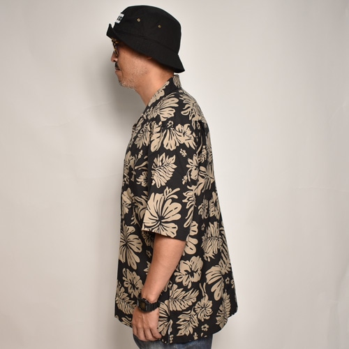Edwards Garment/Hibiscus Open Collar S/S Shirt�ʥ��ɥ���������� �ϥ磻���󥷥�ġ˥֥�å��ߥ١����� [a-6127]