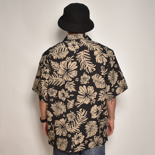 Edwards Garment/Hibiscus Open Collar S/S Shirt�ʥ��ɥ���������� �ϥ磻���󥷥�ġ˥֥�å��ߥ١����� [a-6127]