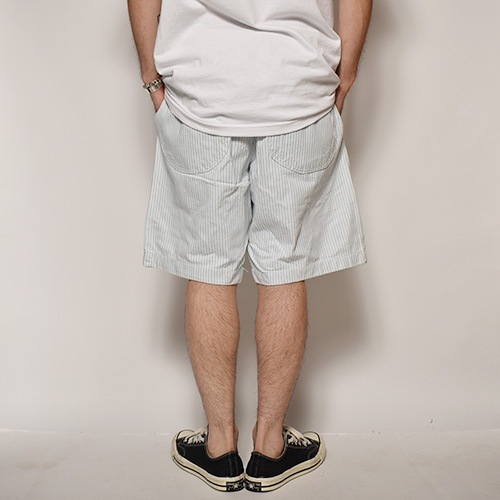 archivio ストライプショートパンツ グレー Light Hickory Stripe Work Easy Shorts（ヒッコリーストライプ
