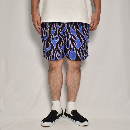 Multi Flames Amphibious Nylon Easy Short Pants�ʥե졼�ॹ �����������硼�ȥѥ�ġ˥ѡ��ץ�/�֥�å� [a-8037]