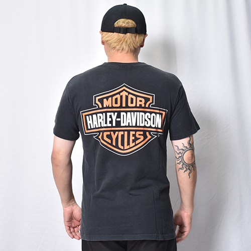 ��Vintage/Old Harley Davidson Dealer & Rally T-Shirt(�ϡ��졼���ӥåɥ��� T�����)�֥�å�/������M [y-1406]