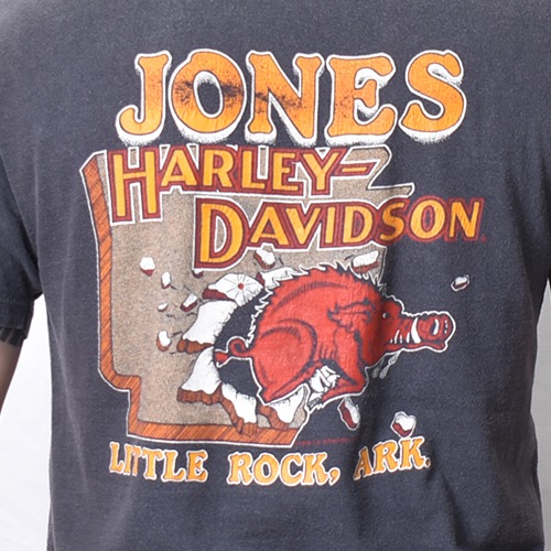 ��Vintage/Old Harley Davidson Dealer & Rally T-Shirt(�ϡ��졼���ӥåɥ��� T�����)�֥�å�/������L [y-1407]