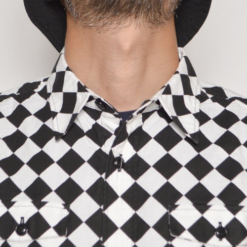 Cut-Rate/S/S Diamond Checker Shirt�ʥ��åȥ쥤�� �����å�������ġ˥ۥ磻�ȡߥ֥�å� [n-9124]