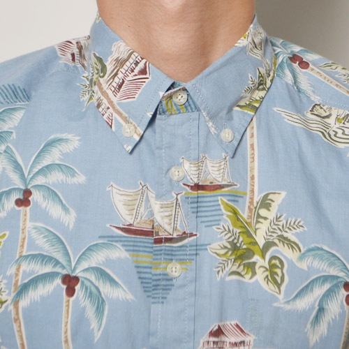 Reyn Spooner/B.D. Aloha Shirt/Polynesian Vintageʥ쥤󥹥סʡ ϥġ˥å֥롼 [n-9268]