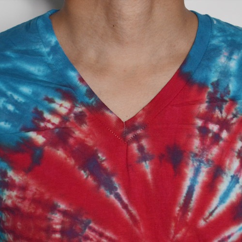 HanesUS/S/S Tie Dye V-Neck T-Shirtʥإ VͥåTġ˥֥롼ߥå [n-8341]
