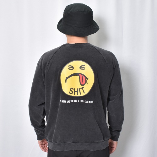 HANDTEX��Masayoshi Watanabe Smile Crew Neck Sweat�ʥϥ�ɥƥå����ߥޥ��襷�勵�ʥ� �������åȡ˥ե����ɥ֥�å� [a-8704]