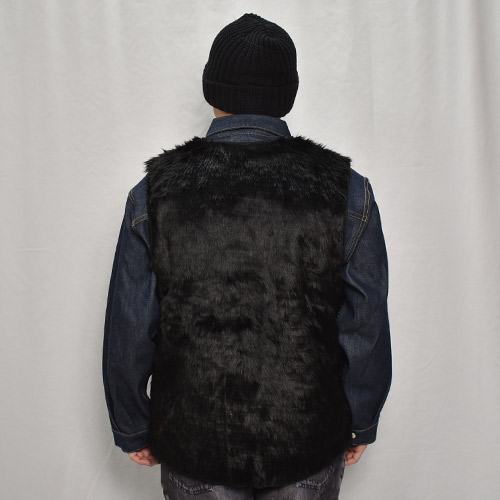 Fake Fur Black Panther Zip Up Vest（フェイクファーベスト）ブラック