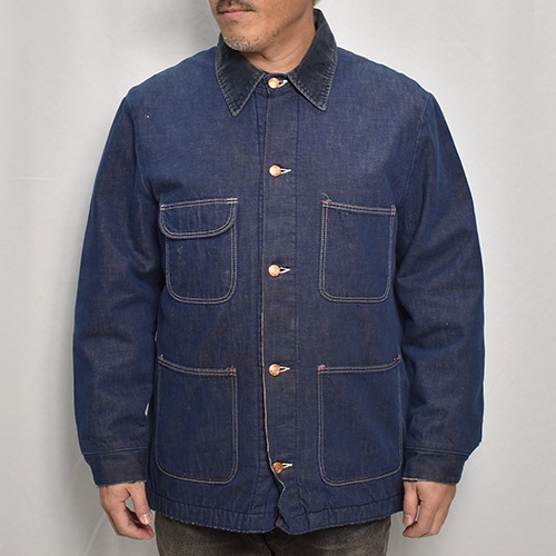 ��70-80's Vintage Blanket Lined Denim Coverall Jacket�ʥ֥�󥱥åȥ饤�ʡ����С�������˥���ǥ���/����63cm [z-9806]