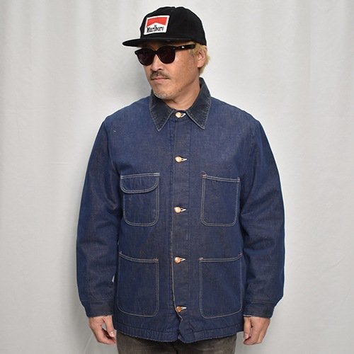 ��70-80's Vintage Blanket Lined Denim Coverall Jacket�ʥ֥�󥱥åȥ饤�ʡ����С�������˥���ǥ���/����63cm [z-9806]