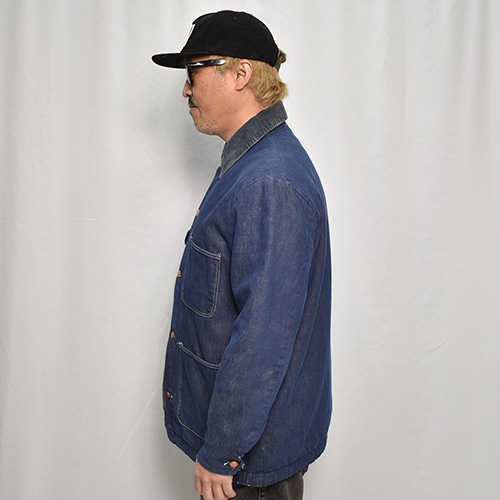 ��70-80's Vintage Blanket Lined Denim Coverall Jacket�ʥ֥�󥱥åȥ饤�ʡ����С�������˥���ǥ���/����63cm [z-9806]