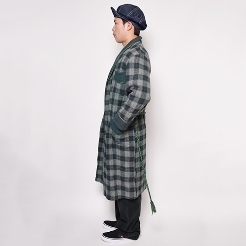 ��Checked Wool Gown Coat(�����å������륬���󥳡���)���꡼��/������48 [z-0299]