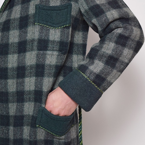 ��Checked Wool Gown Coat(�����å������륬���󥳡���)���꡼��/������48 [z-0299]
