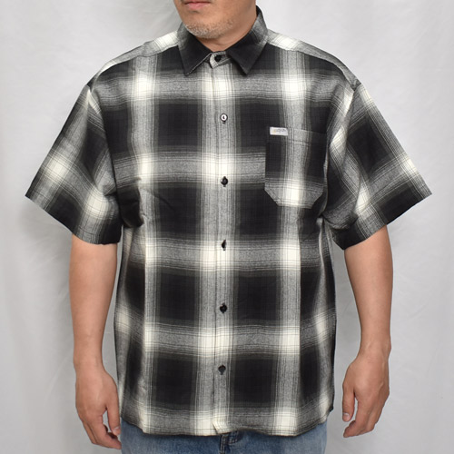 Cal Top��US/Customized Ombre Check S/S Shirt�ʥ����ȥåסߥ��� ����֥�����å�����ġ˥֥�å��ߥۥ磻�� [a-7899]