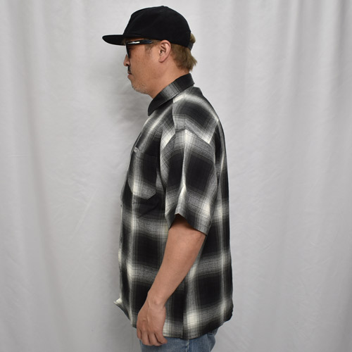 Cal Top��US/Customized Ombre Check S/S Shirt�ʥ����ȥåסߥ��� ����֥�����å�����ġ˥֥�å��ߥۥ磻�� [a-7899]